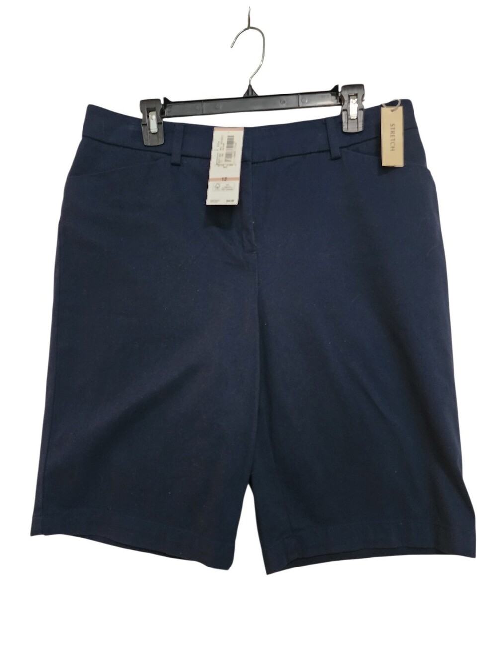 NWT Jones New York Women's Navy Blue Cotton Bermuda Shorts 4 Pockets SZ 12